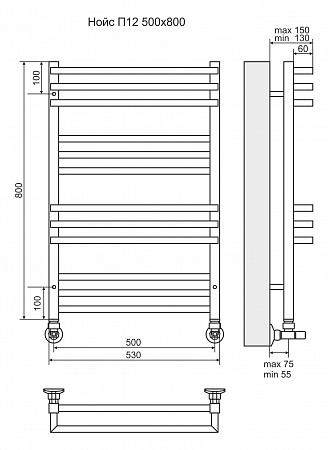 Нойс П12 500х800 Полотенцесушитель  TERMINUS Архангельск - фото 3