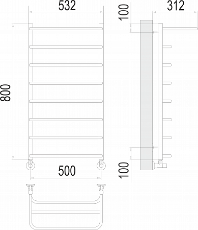 Полка П8 500х800  Полотенцесушитель  TERMINUS Архангельск - фото 3