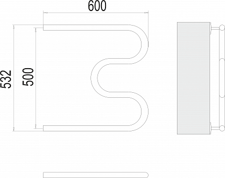 М-обр AISI 32х2 500х600 Полотенцесушитель  TERMINUS Архангельск - фото 3