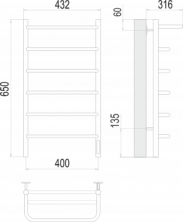 Полка П6 400х650 Электро (quick touch) Полотенцесушитель  TERMINUS Архангельск - фото 3
