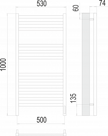 Енисей П12 500х1000  электро (sensor quick touch) Полотенцесушитель TERMINUS  Архангельск - фото 3