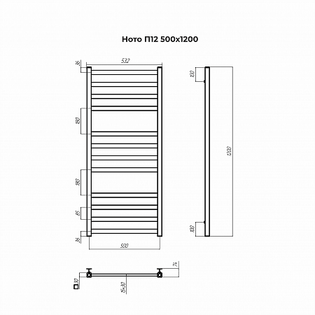 Ното П12 500х1200 Полотенцесушитель TERMINUS Архангельск - фото 3