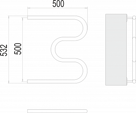 М-обр AISI 32х2 500х500 Полотенцесушитель  TERMINUS Архангельск - фото 3