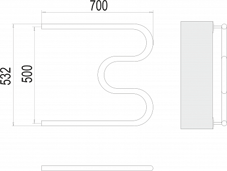 М-обр AISI 32х2 500х700 Полотенцесушитель  TERMINUS Архангельск - фото 3