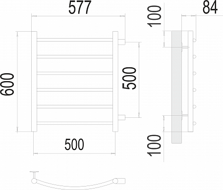 Классик П6 500х600 бп500 Полотенцесушитель  TERMINUS Архангельск - фото 3