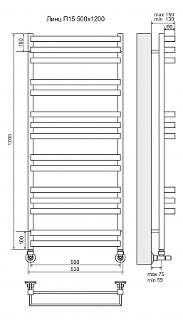 Линц П15 500х1200 Полотенцесушитель  TERMINUS Архангельск - фото 3