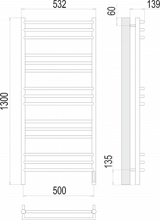 Прато П15 500х1300 электро (sensor quick touch) Полотенцесушитель  TERMINUS Архангельск - фото 3