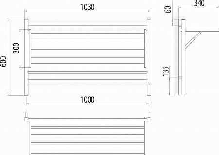 Горизонт П8 1000х600 электро КС ЧЕРНЫЙ МУАР (sensor quick touch) Полотенцесушитель TERMINUS Архангельск - фото 5